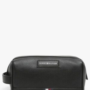BOLSO DE MANO PIEL NEGRA CON TRIBANDA TOMMY HILFIGER AM0AM12778BDS