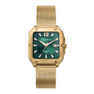 RELOJ DE MUJER MALLA DORADA CON ESFERA CUADRADA VERDE VICEROY 401188-65