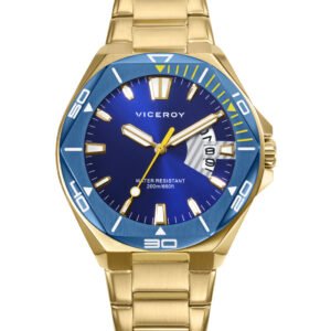 RELOJ DE HOMBRE ARMIS DORADO BISEL Y ESFERA AZUL VICEROY 46847-97