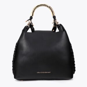 BOLSO SHOPPER NEGRO ASA DORADA COLECCION 1981 LOLA CASADEMUNT LF2504037