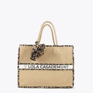 BOLSO SHOPPER RAFIA-ANIMAL PRINT MARRON-NEGRO LOLA CASADEMUNT LS2404035