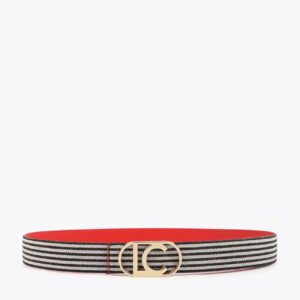 CINTURÓN REVERSIBLE ROJO Y RAYAS CON HEBILLA LOGO OVALADO LOLA CASADEMUNT LS606003