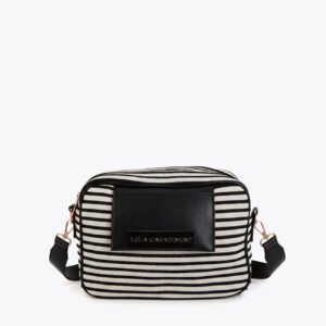 BOLSO BANDOLERA CROSS TEJIDO RAYASCOMBINADO EFECTO PIEL LOLA CASADEMUNT LS2604089