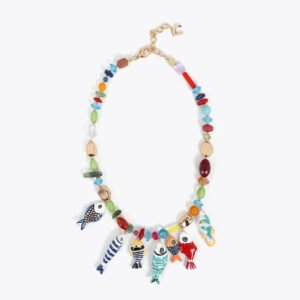 COLLAR CRISTALES MULTICOLOR CON CHARM DE PECES LOLA CASADEMUNT LS2603059