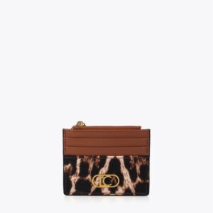 CARTERA TARJETERO PEQUEÑO MARRÓN ANIMAL PRINT LOLA CASADEMUNT LS2612010