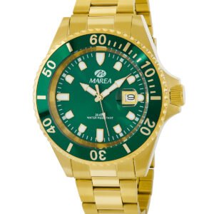 RELOJ HOMBRE ARMI DORADO BISEL Y ESFERA VERDE MAREA B36094/21