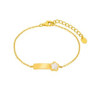 PULSERA NIÑA CON CHAPA Y FLOR NACAR DE PLATA CHAPADA MAREA D03303/BK
