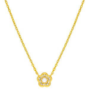 COLLAR NIÑA FLOR Y PERLA PLATA CHAPADA MAREA D03307/BJ