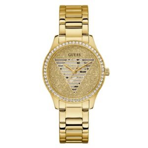 RELOJ MUJER ARMI Y ESFERA DORADA CON CIRCONITAS GUESS GW0605L2