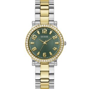 RELOJ DE MUJER ARMI BICOLOR BISEL CON CIRCONITAS ESFERA VERDE GUESS GW0686L2