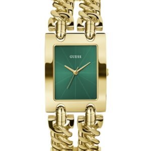 RELOJ MUJER CORREA ESLABONES DORADA ESFERA RECTANGULAR VERDE GUESS GW0740L2