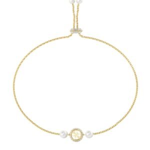 PULSERA CHAPADO ORO LOGO PERLAS Y CIRCONITAS GUESS JUBB05520JWYGT-U