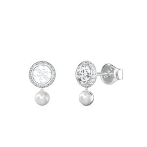 PENDIENTES ACERO LOGO CON CIRCONITAS Y PERLA GUESS JUBE05517JWRHT-U