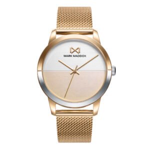 RELOJ MUJER MALLA MILANESA ESFERA CHAMPAGNE BISEL BICOLOR MARK MADDOX MM7142-20