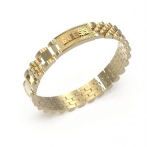 PULSERA HOMBRE ESLABONES Y CHAPA CHAPADO ORO GUESS JUMB03201JWYGT-U