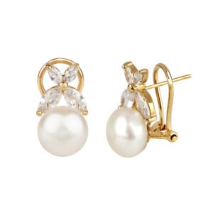 PENDIENTES CHAPADO ORO LEY 18 KTES CON PERLA Y CIRCONITAS VIDAL Y VIDAL G2218A