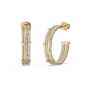PENDIENTES BICOLOR CON CIRCONITAS GUESS JUBE05386JWYGRHT-U