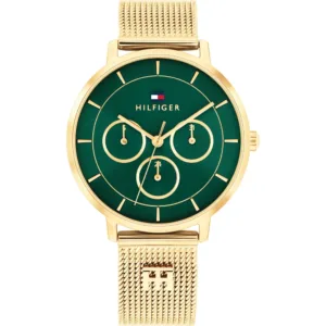 RELOJ DE MUJER MALLA MILANESA DORADO CRONOGRAFO ESFERA VERDE TOMMY HILFIGUER 1782880