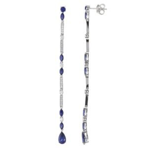 PENDIENTES LARGOS PLATA RODIO CIRCONITAS Y ZAFIROS SALVATORE 136A0667