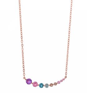 COLLAR CIRCONITAS MULTICOLOR MONTADAS EN PLATA CHAPADO COBRE SALVATORE 136C0107