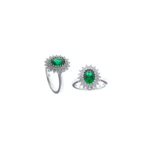 ANILLO LADY DI PLATA RODIO CIRCONITA ALREDEDOR VERDE SALVATORE 136S0371/16