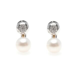 PENDIENTES PLATA RODIO TU Y YO PERLA BLANCA Y PAVE SALVATORE 144A0001