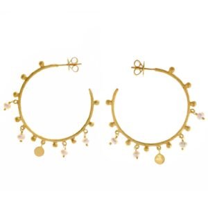 PENDIENTES ARO CHAPADO PLATA CON PERLAS BLANCAS SALVATORE 163A0502