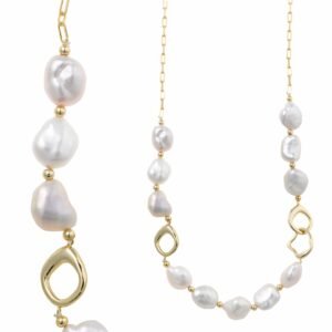 COLLAR PLATA CHAPADO DORADO CON PERLAS IRREGULARES SALVATORE 164C0105