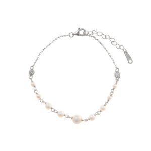 PULSERA PLATA RODIO CON PERLAS BLANCAS SALVATORE 164P0044