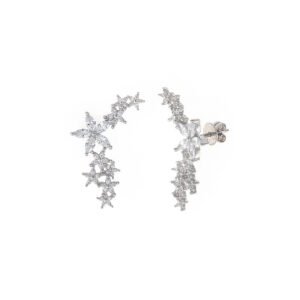 PENDIENTES PLATA RODIO TREPADOR FLOR Y ESTRELLAS SALVATORE 195A0143