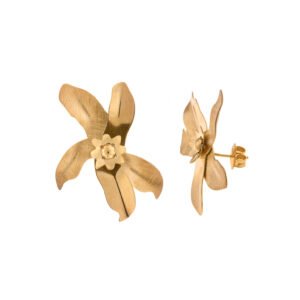 PENDIENTES FLOR PLATA CHAPADO DORADO SALVATORE 203A0369