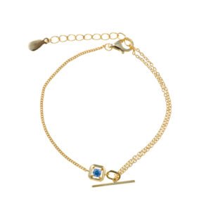 PULSERA PLATA CHAPADO DORADO CON CIRCONITA AZUL SALVATORE 213P0042
