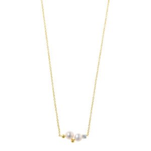 COLLAR PLATA CHAPADO DORADO CON PERLAS BLANCAS Y CIRCONITA SALVATORE 272C0009