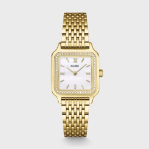 RELOJ CUADRADO GRACIEUSE MINI DORADO BISEL CON CIRCONITAS CLUSE CW11826