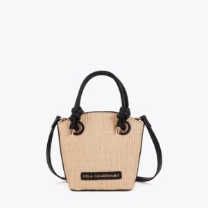 BOLSO BANDOLERA EFECTO RAFIA NAT/NEGRO LOLA CASADEMUNT LS2604064