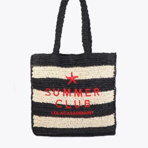 BOLSO EFECTO RAFIA A RAYAS CON BORDADO LOLA CASADEMUNT LS2604094