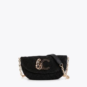 BOLSO BANDOLERA RAFIA NEGRO LOGO LEOPARDO LOLA CASADEMUNT LS2604087