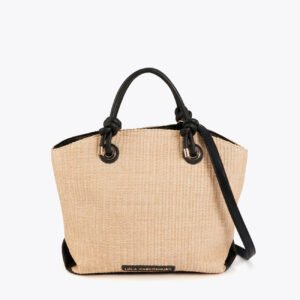 BOLSO TIPO CAPAZO EFECTO RAFIA NAT/NEGRO LOLA CASADEMUNT LS2604065