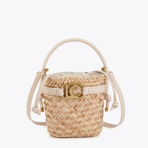 BOLSO BOMBONERA CON DETALLES EN EFECTO PIEL NAT/CRUDO LOLA CASADEMUNT LS2604060