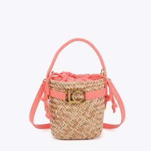 BOLSO BOMBONERA CON DETALLES EN EFECTO PIEL NAT/CORAL LOLA CASADEMUNT LS2604060