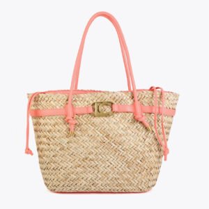 BOLSO CAPAZO CON ASAS Y DETALLES PIEL COLOR CORAL LOLA CASADEMUNT LS2604059