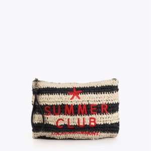 BOLSO CARTERA DE MANO RAFIA A RAYAS CON BORDADO LOLA CASADEMUNT LS2604095