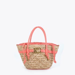 BOLSO MINI CAPAZO CON ASAS Y DETALLES DE EFECTO PIEL NAT/CORAL LOLA CASADEMUNT LS2604058