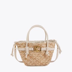BOLSO MINI CAPAZO CON ASAS Y DETALLES DE EFECTO PIEL NAT/CRUDO LOLA CASADEMUNT LS2604058