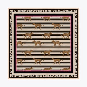 PAÑUELO SATINADO CON ESTAMPADO COMBINADO DE RALLAS Y LEOPARDOS LOLA CASADEMUNT LS2607015