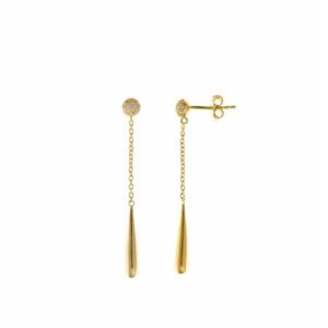 PENDIENTES LARGOS PLATA CHAPADO DORADO CON CIRCONITAS SALVATORE 272A0020