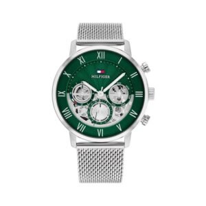 RELOJ HOMBRE MULTIFUNCION MALLA MILANESA ESFERA VERDE TOMMY HILFIGUER 1710567