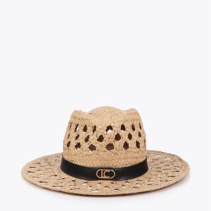 SOMBRERO TRENZADO CON TIRA NEGRA PERSONALIZADA LOLA CASADEMUNT LS2607021