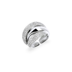 ANILLO ANCHO CRUZADO CON CIRCONITAS VIDAL & VIDAL X281301618