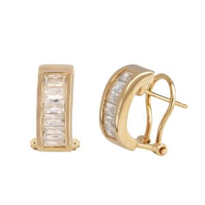 PENDIENTES CIRCONITAS BAGUETTE CHAPADO ORO 18 KTES VIDAL & VIDAL G1922A